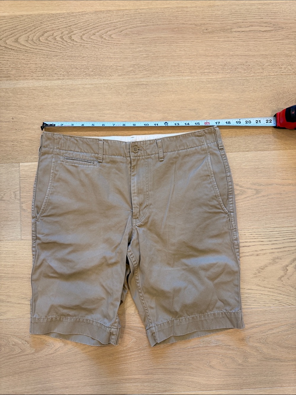 Muji Men's Khaki Flat-Front Cotton Shorts